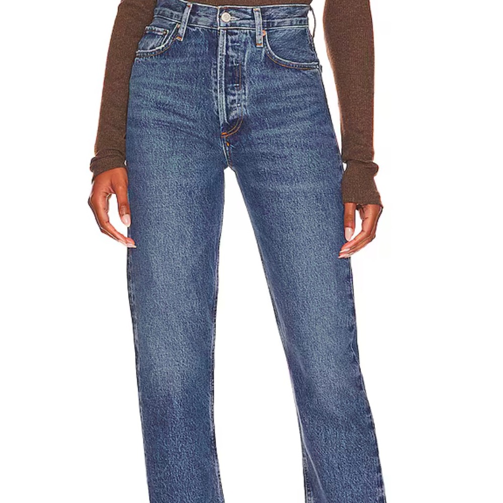 Agolde 90s Pinch Waist High-Rise Straight-Leg Dark Denim